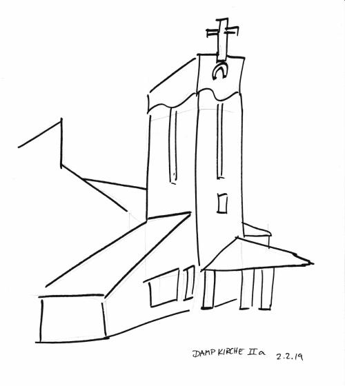 Skizze: Kirche in Damp 2019